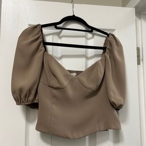 Wilfred Novella Short Sleeve Blouse Grey Taupe